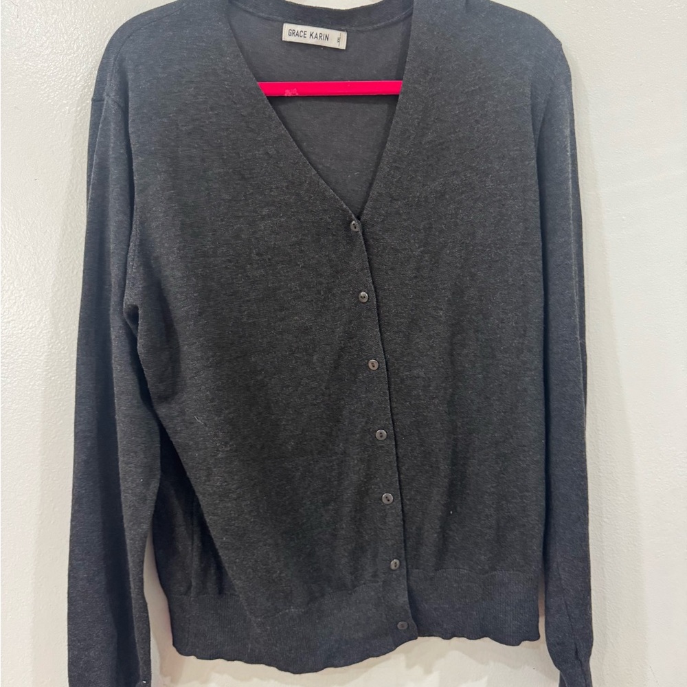 Grace Karin Women's Gray Cardigan Sweater